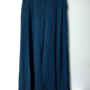 use unused ハンガリー製 ワイドストレート パンツ ブルーグリーン メランジ化繊 ツータック 青緑