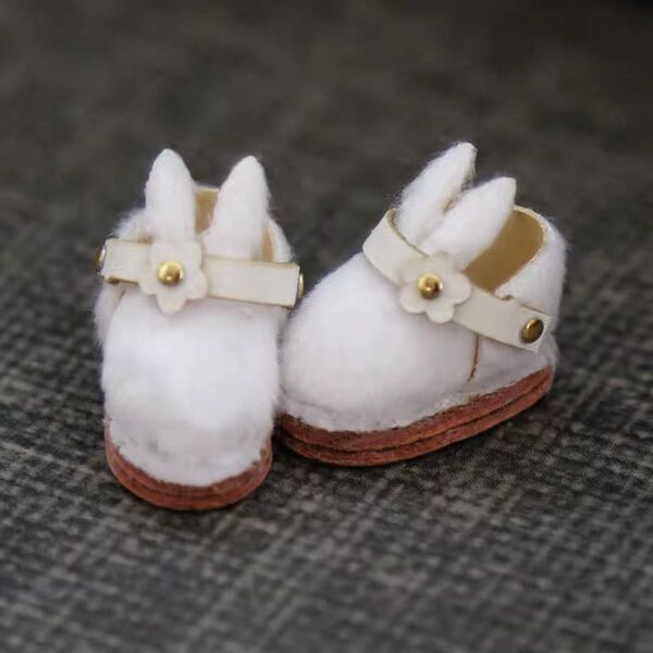 うさ耳靴 靴 くつ 白 オビツ11 ねんどろいどどーる ミディブライス ブライス ピコニーモp ピコドー9 10 人形 ドール