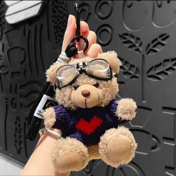 新品 テディベアのぬいぐるみペンダント バッグの飾り バッグチャーム ネイビー