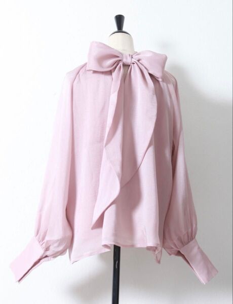 Frene フラーネ 前後2wayリボンシアーブラウス ピンク 新品