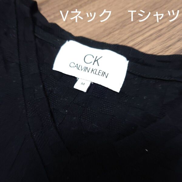 Calvin Klein カルバンクライン Vネック Tシャツ ブラック ビジネスカジュアル 半袖Tシャツ