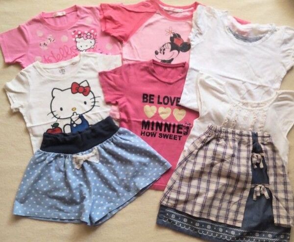 120cm 半袖Tシャツ 8枚セット まとめ売り キュロット スカート キッズ Tシャツ 子供服 セット トップス 女の子 夏服