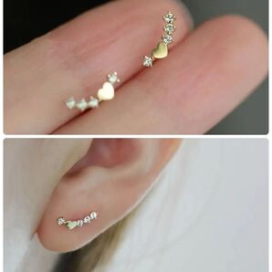 No.904 ハート形 可愛い czダイヤ スタッドピアス