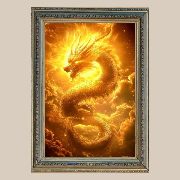 富と繁栄☆ 金龍 ☆ No.94【開運風水絵画風ヒーリングアート】