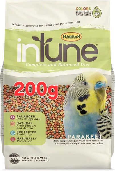 【インコぺレット】HigginsヒギンズINTUNEインチューン ナチュラル パラキート 200g