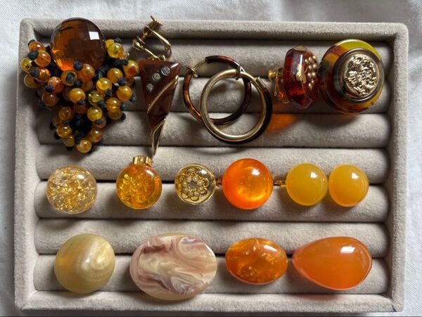 ブラウン系 アシンメトリー イヤリングセット まとめ売り