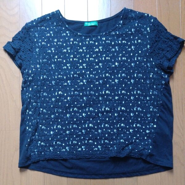 earth music&ecology トップス ネイビー レース M