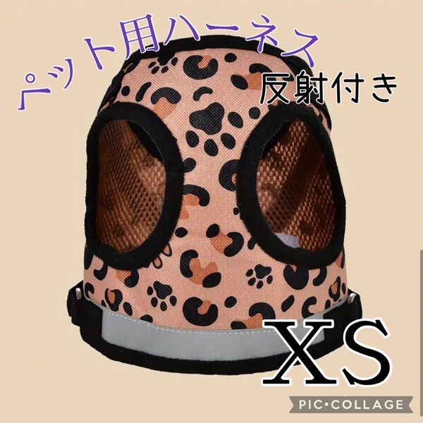 XS 犬用ハーネス 猫用ハーネス お散歩アイテム 豹柄 お散歩リード ペット用品 お散歩リード ハーネス メッシュ
