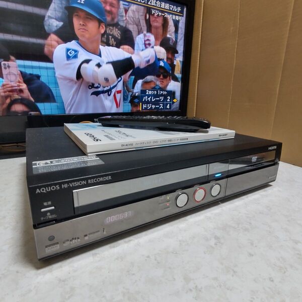 ☆動作品☆シャープAQUOSビデオ一体型HDD/DVDレコーダー『DV-ACV52』2009年製☆取扱説明書&純正リモコン付き☆