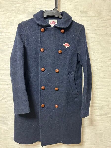 DANTON ウールモッサシングルコート/コート/34/ウール/ネイビー/無地/