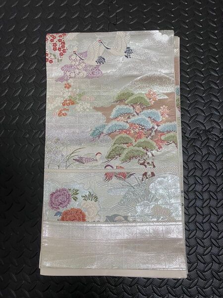 高級 正絹 袋帯 着物 フォーマル 礼服 雪輪文 鶴 花 3-2