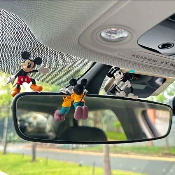 【新品未使用】ミッキーマウス★3個セット★ルームミラー マスコット キャラクター車 内装 装飾 カスタム おしゃれ