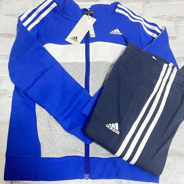 adidas アディダス ジャージ 上下 130cm セットアップ 青 サッカー