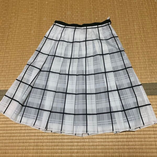 プリーツスカート 格子柄 チェック 白黒 コムサ Sサイズ