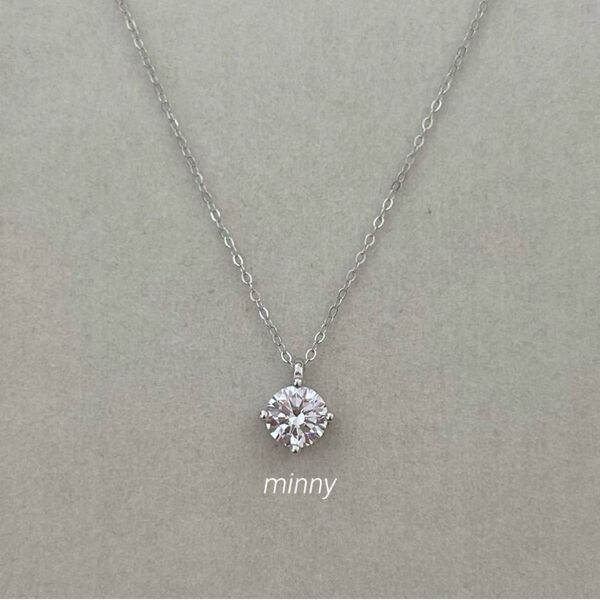 モアサナイト(人工ダイヤモンド)ハイグレード一粒ネックレス 1ct シルバー T