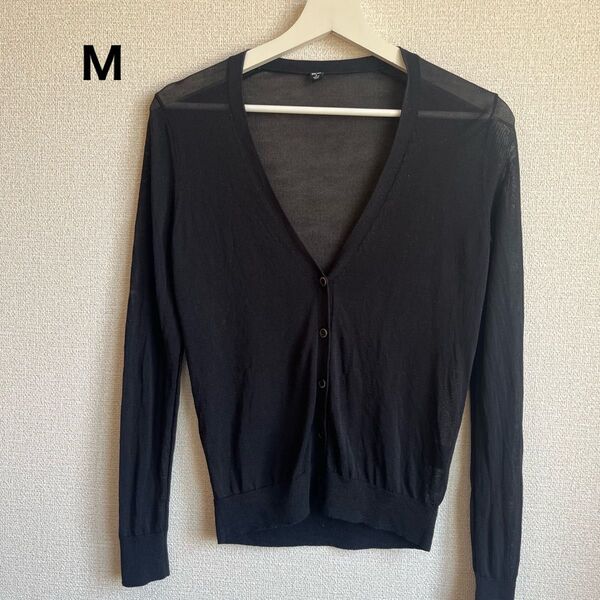 UNIQLO ユニクロ カーディガン 長袖 黒 トップス M ニット テンセル アセテート