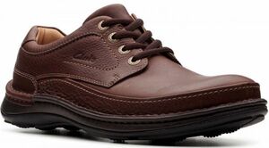 送料無料 CLARKS 25.5cm レースアップ マホガニー ブラウン レザー 革 ビジネス カジュアル スニーカー スリッポン ビジネス ベネチアン X5