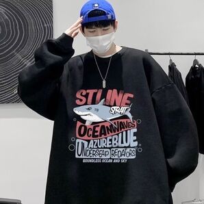 ブラック メンズ スウェット 2XL ビッグシルエット ビッグサイズ プリント