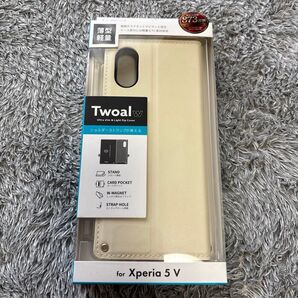 Xperia 5V 手帳ケース Twoal W ベージュ LN23WX1BLP2BG 携帯カバー