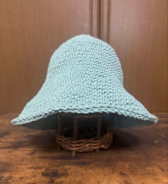 025 春夏 クラッシャーハット バケットハット ターコイズグリーン コットン ハンドメイド