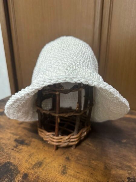 028 春夏 クラッシャーハット バケットハット ホワイト コットン ハンドメイド