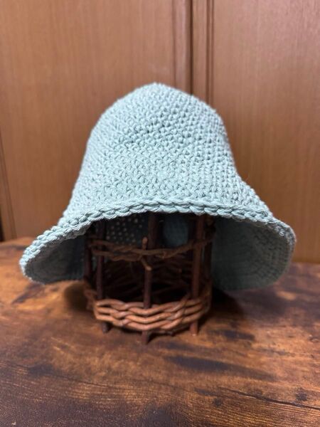 020 春夏 クラッシャーハット バケットハット ターコイズグリーン コットン ハンドメイド