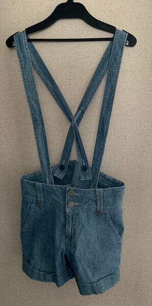 サロペット ショートパンツ デニム ブルー