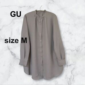 【S12】GU グレー オーバー シャツ ブラウス Mサイズ