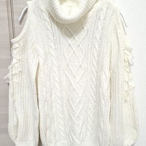 【 夢展望 】ニットトップス Mサイズ 肩出し リボン 編み上げ