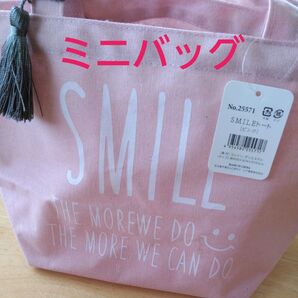 【新品未使用】ミニバッグ ミニトートバッグ ピンク にこちゃんロゴ入り タッセル付き 内側防水仕様 ニコちゃん オシャレデザイン