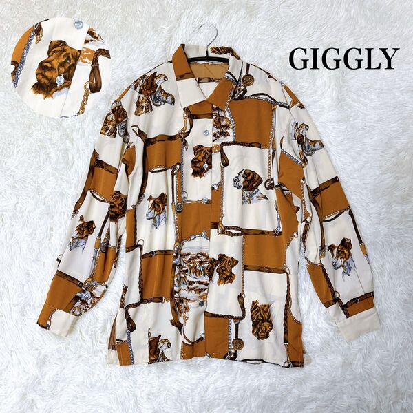 GIGGLY 犬柄 チェーン柄 レトロ ヴィンテージ 長袖シャツ