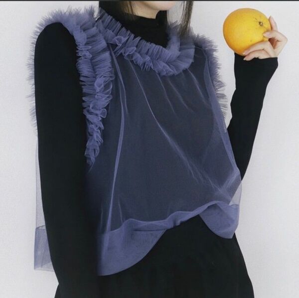 MAYC メイク Loose large mesh vest メッシュベスト チュールフリル