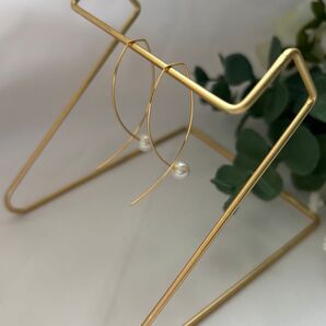 フープパールピアス ゴールド ハンドメイド