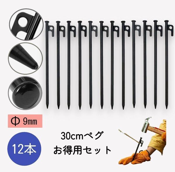 スチールペグ 30cm 12本セット キャンプ テント タープ