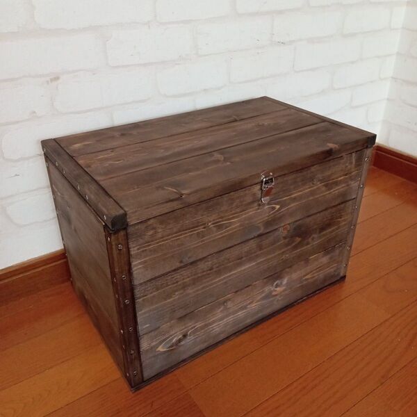 【ハンドメイド】男前コンテナスツール コンテナテーブル 収納箱(無地)