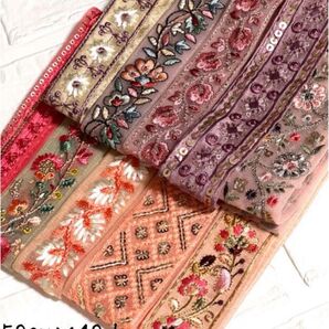インド刺繍リボン 50cm【NO.a826】 刺繍リボン ハギレ カット売り