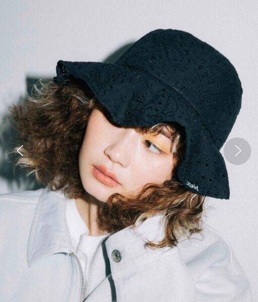 美品 X-girl COTTON LACE HAT コットンレースハット 黒 ブラック バケットハット