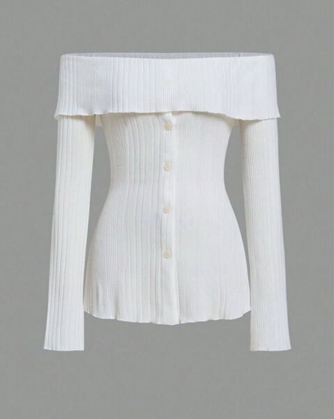 SHEIN トップス 白 スリムフィット 長袖