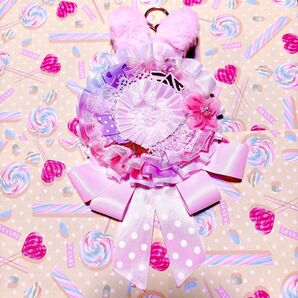 ハンドメイド 痛ロゼットバッグチャーム