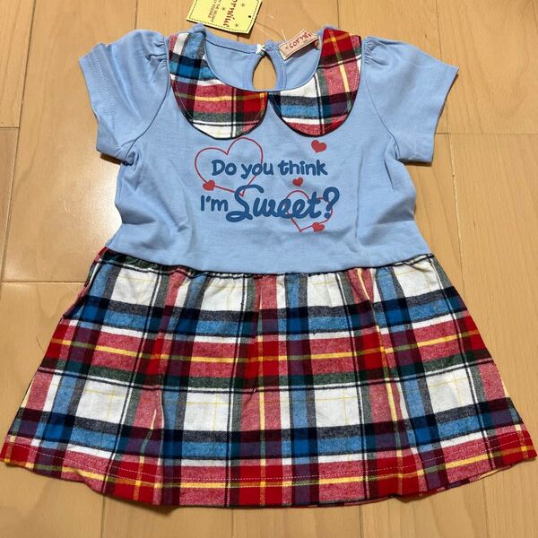 新品タグ付き ワンピース 95 キッズ ベビー 子供服 チェック柄 襟付き 可愛い