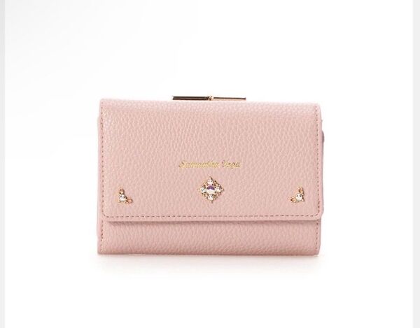SamanthaVega シンプルビジュー 折財布 ピンク 三つ折 量産型