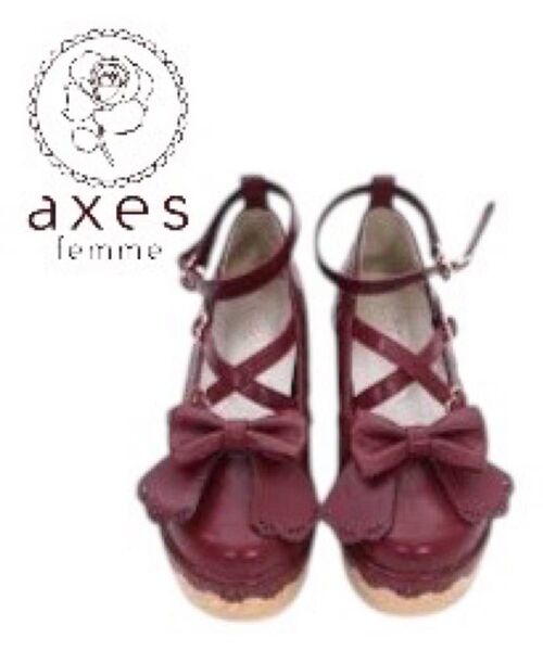axes femme kawaii スカラップ木底風シューズ 新品未使用品 シューズ レザー 厚底 アクシーズファムカワイイ
