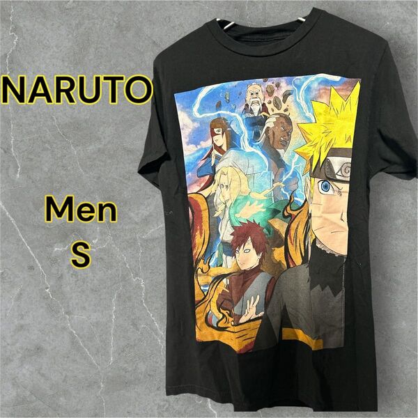 希少 NARUTO プリントTシャツ メンズ S ブラック アニメ 古着