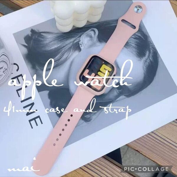 AppleWatch アップルウォッチ 41ミリカバー シリコンバンド ピンク