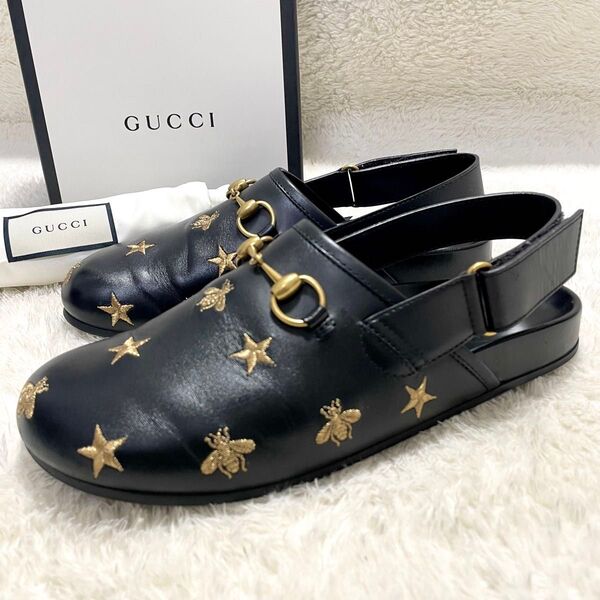 箱付き GUCCI グッチ ビー スター ホースビット クロッグ サンダル