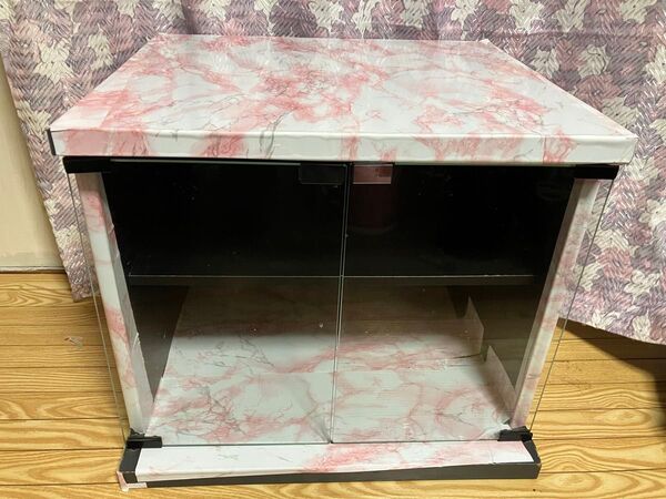 値下げ5200円→送料込み 三洋電気 テレビ台 ガラス扉キャビネット ピンク 収納