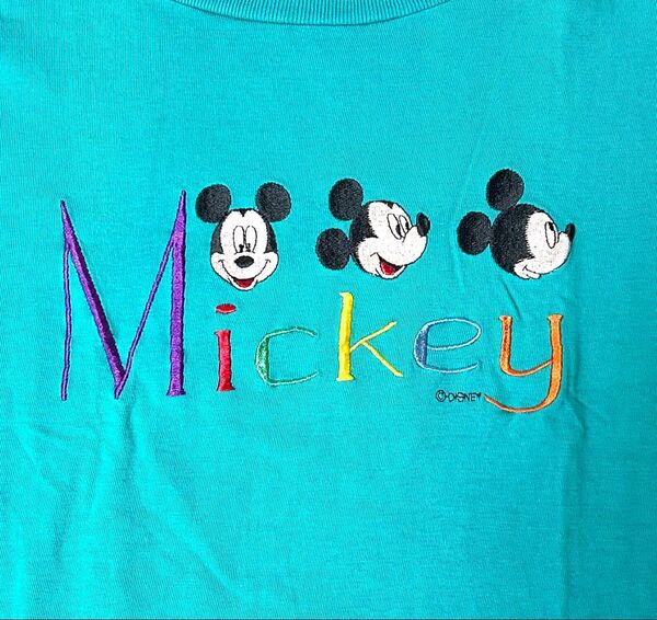 USA製 90s ディズニー ミッキーマウス ヴィンテージ 刺繍プリント Tシャツ 古着