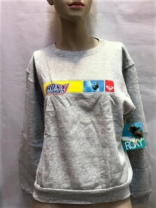 【ROXY/ロキシー QUIKSILVER】プリント C/N スウェット JR2098 GREY Size:M Made in USA 新品デッドストック