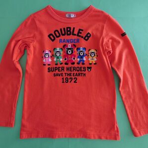 ミキハウス ダブルB 長袖Tシャツ 130 オレンジ ビーくん バックプリント 日本製