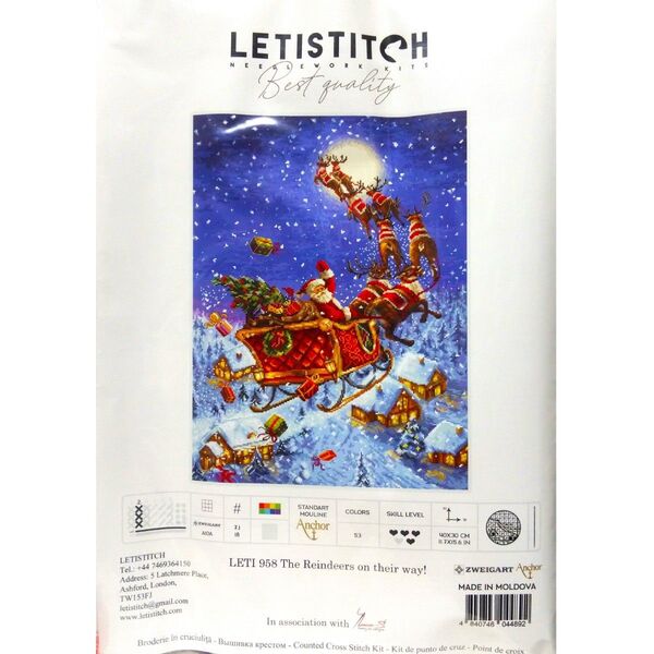 クロスステッチ キット【LETISTITCH】The Reindeers on their way! サンタクロース